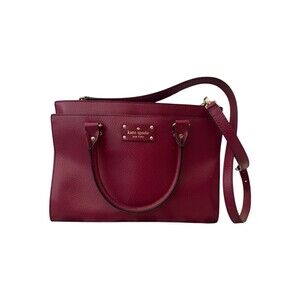 Kate Spade Wellesley Durham Tote Burgundy Raspberry Purse Leather Bag & Dust Bag